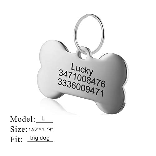 LYL Etiquetas de identificación de Mascotas de Acero Inoxidable Etiquetas de Perro Personalizadas Personalizadas Grabado Frontal/Posterior para Gato y Perro con Diferentes Formas