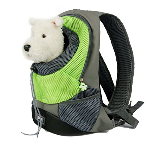 Mochila transportadora de mascotas, transpirable, con doble asa para hombros, para gatos y perros, para viajes, bicicleta, senderismo, compras.