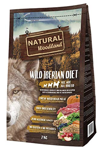 Natural Greatness Pienso Seco para Perros Receta Natural Woodland Wild Iberian Diet. Super Premium. Todas Las Razas y Edades. Sin Gluten (2 Kg)