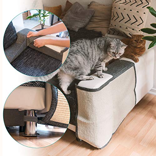 Navaris rascador para Gatos - Protector para Esquina de sofá o sillón - Afilador de uñas de sisal para Mascotas - para el Lado Izquierdo del Mueble