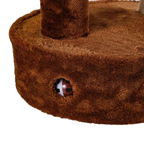 Nobleza - Árbol rascador para Gatos de Dos Plataformas con Cueva y Juguetes Colgantes. Color marrón, 50 cms