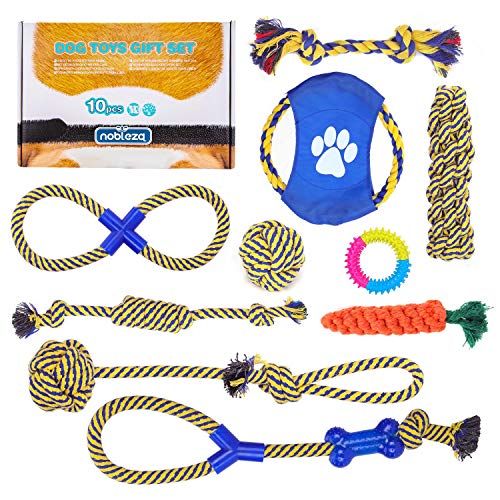 Nobleza – Pack de 10 Juguetes para Perro. Set Fabricado en Cuerda para morder. Especial para el Cuidado Dental