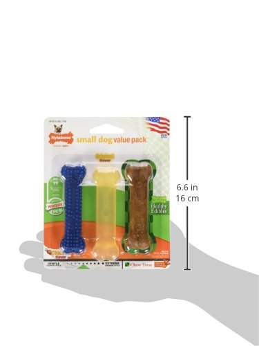 Nylabone - Pack de Huesos para Limpieza Dental Perros, Juguete y Snack en uno para Perros