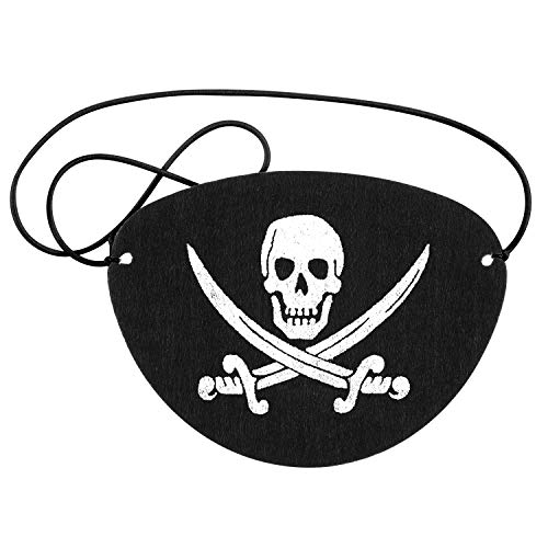 Parche de Ojo de Pirata de Fieltro Parche de Un Ojo de Capitán de Cráneo para Fiesta Temática de Pirata Halloween Navidad (12 Piezas)