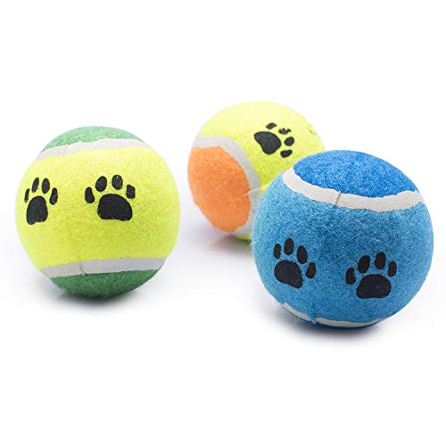 Petper Cw-0039EU - Juguete de pelotas para perros, pelotas de tenis de caucho para entrenar y jugar con cachorros (paquete de 3)