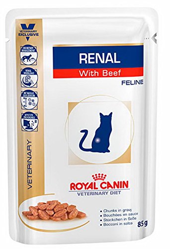 ROYAL CANIN Renal Feline Beef Comida para Gatos - Paquete de 12 x 85 gr - Total: 1020 gr