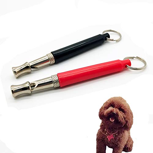 Silbato ultrasónico para perros con cordón y frecuencias ajustables para entrenamiento de perros y control de ladridos, 2 paquetes