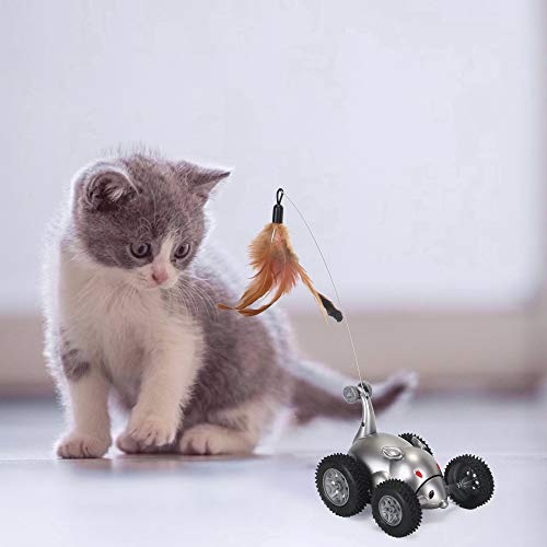SlowTon Remoto Gato Juguete, Forma de ratón en Movimiento automático de Sonido Chaser Broma para Gatitos Estimular los instintos de Caza de Gatos Regalos Divertidos para Mascotas (sin batería)