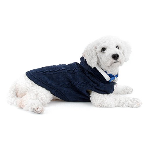 SMALLLEE_LUCKY_STORE Chaqueta de suéter para Perros Chaqueta de Clima frío Chaqueta para Perros con Capucha Chihuahua Ropa de Invierno para Perros pequeños Ropa de Abrigo Azul S