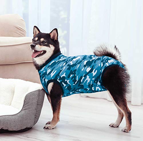 Suitical Recovery Suit Perro, M, Camuflaje azul