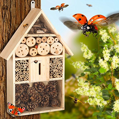TecTake Casa para insectos mariquitas hotel madera incubadora caseta de anidar jardín XL