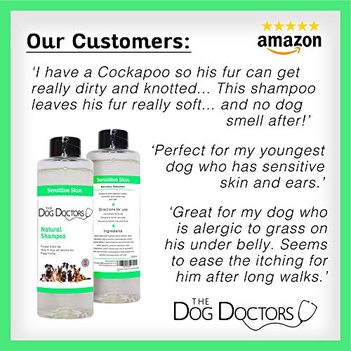 The Dog Doctors - Champú natural, ideal para cachorros o perros con piel sensible o con picor. Libre de Parabenos y Libre de Maltrato. Fabricado en el Reino Unido.