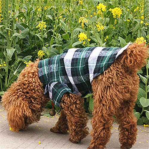 TTBD Camisetas para Perros Inglaterra Mantas Camisas Lindo Animal Doméstico del Perro del Perrito Camisa De Cuadros Ropa De Abrigo Camiseta Animales Trajes,Verde,M