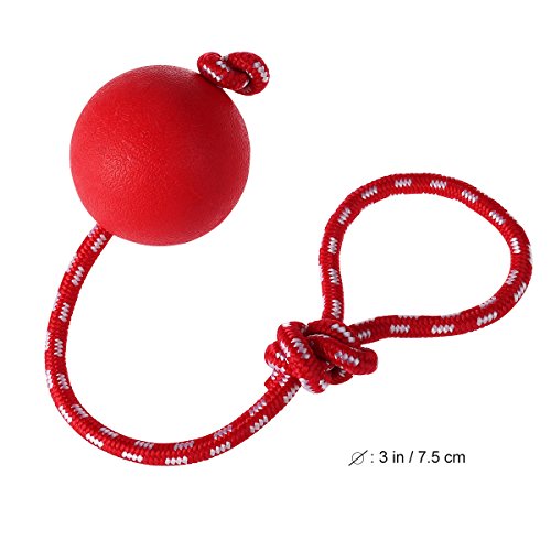 UEETEK Bola de Juguete Masticar Goma de Mascota con la Cuerda, Perro Lanzador de Bola Interactiva para Mascotas Jugando Ejercicio de Entrenamiento, Bola de Diámetro 7.5cm