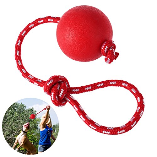 UEETEK Bola de Juguete Masticar Goma de Mascota con la Cuerda, Perro Lanzador de Bola Interactiva para Mascotas Jugando Ejercicio de Entrenamiento, Bola de Diámetro 7.5cm