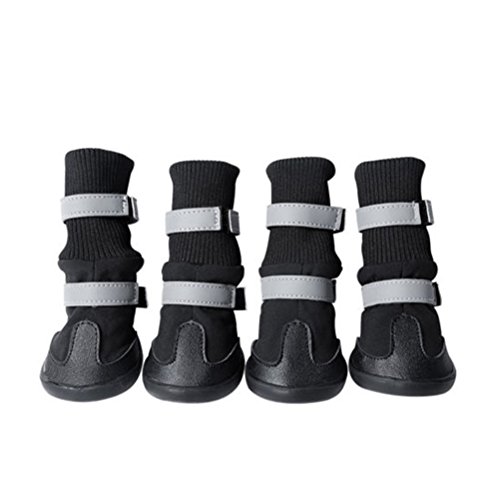 UEETEK Botas para Perros Antideslizantes Zapatos para Perros Impermeables Negro 4 Unidades Size XL