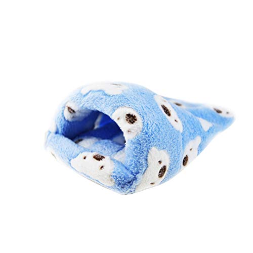 UKCOCO Saco de Dormir de Felpa Caliente para Mascotas Pequeñas, Accesorios de Cama de Jaula de Invierno de Hámster Ardilla Erizo Conejo Chinchilla - Tamaño M (Azul)