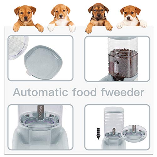 UniqueFit Pets Gatos Perros Riego automático y alimentador de Alimentos 3.8 L con 1 * dispensador de Agua y 1 * alimentador automático para Mascotas (Gris)