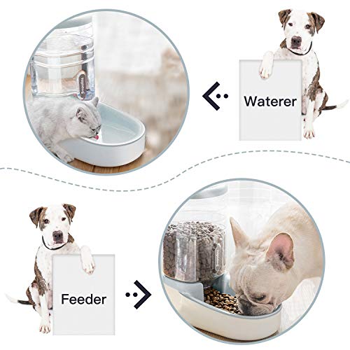 UniqueFit Pets Gatos Perros Riego automático y alimentador de Alimentos 3.8 L con 1 * dispensador de Agua y 1 * alimentador automático para Mascotas (Gris)