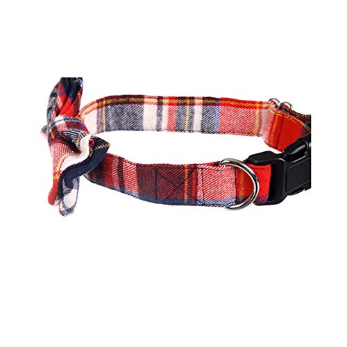 Yih Vane Collar de Corbata de Lazo de Perro Grande a Cuadros - Rojo
