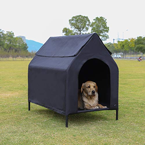 AmazonBasics - Caseta para mascotas, elevada, portátil, mediana, negra
