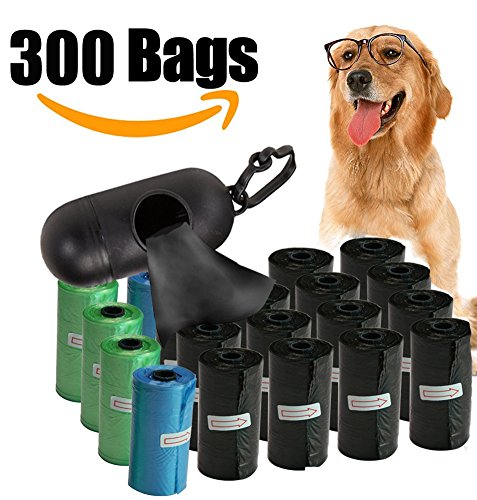 Aogolouk Bolsas de basura para perro, mascotas perro gato bolsa de caca dispensador soporte con 300, rellenable, bolsas de basura, cápsula forma contenedor