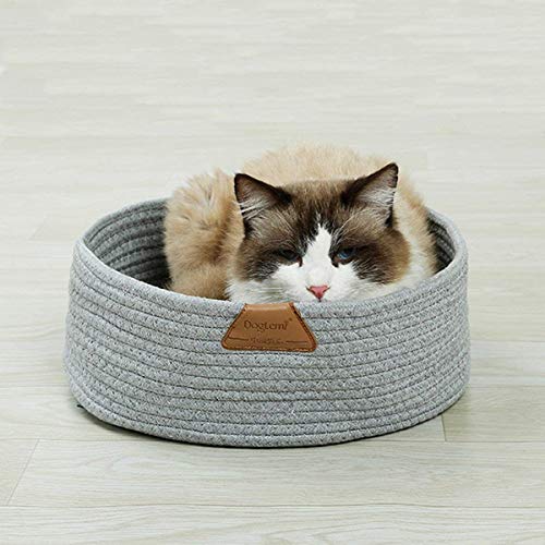 AYADA Cozy Cama Gato, Redondo Nido Gato Algodón Lavable Verano Oval Cat Basket Diseño Simple Suave Y Fuerte Cuatro Estaciones Universales Camas de Gatos Perros Cama Mascota Perrera Mediano (Gris)