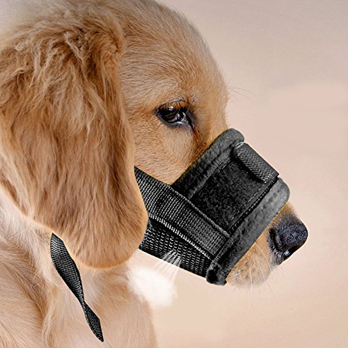  Bozal de perro ajustable de nylon anti-mordida, seguridad respirable Puppy Dog Puppies Cubre la boca para morder y ladrar, adecuado para la mayoría de los perros, fácil de usar-Negro (L, Negro)
