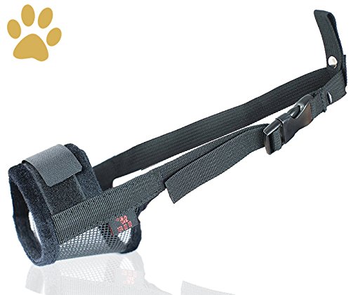  Bozal de perro ajustable de nylon anti-mordida, seguridad respirable Puppy Dog Puppies Cubre la boca para morder y ladrar, adecuado para la mayoría de los perros, fácil de usar-Negro (L, Negro)