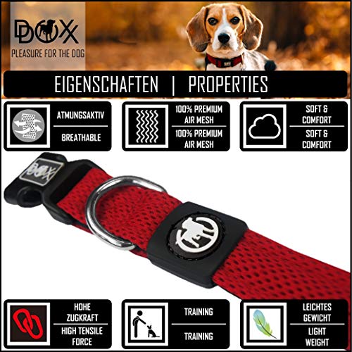 DDOXX Collar Perro Air Mesh, Ajustable, Acolchado | Diferentes Colores & Tamaños | para Perros Pequeño, Mediano y Grande | Collares Accesorios Gato Cachorro | Naranja, S