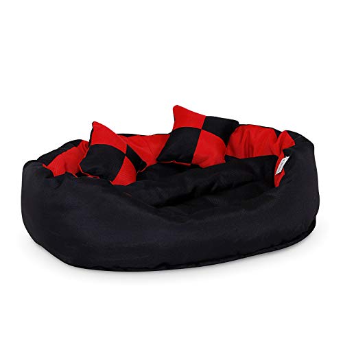 Dibea DB00410 - Cama para Perros (65 x 50 x 20 cm), Color Rojo y Negro