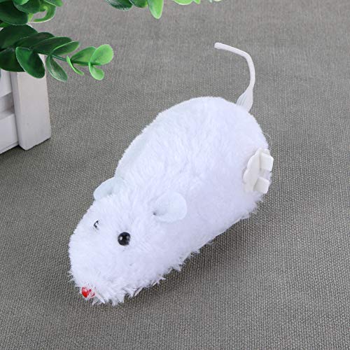 Everpert Ratón de Cuerda, Gatos Que Juegan Juguetes Mecánicos Rata, Accesorios para Mascotas (Blanco)
