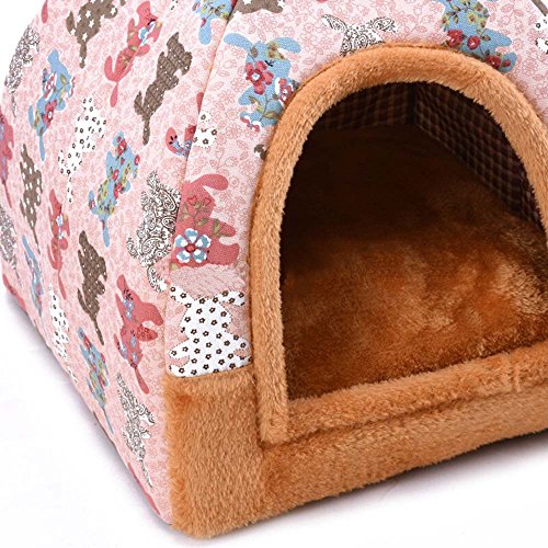 Hanshu - Casa para mascotas 2 en 1, incluye un sofá interior suave y cálido lavable. Cama como forma de iglú para perros y gatos