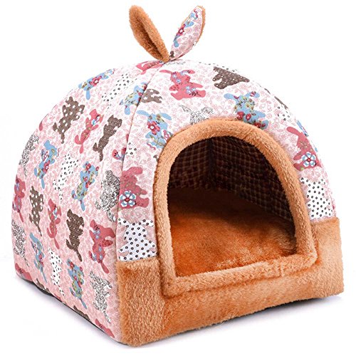 Hanshu - Casa para mascotas 2 en 1, incluye un sofá interior suave y cálido lavable. Cama como forma de iglú para perros y gatos