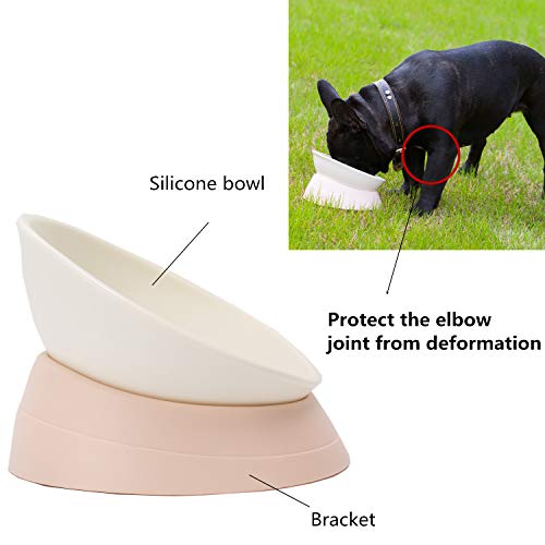 JWPC Bulldog - Cuenco Antideslizante para Perro o Gato, de Goma, extraíble, estéril, Inclinado, Base Inclinada para comedero de Mascotas