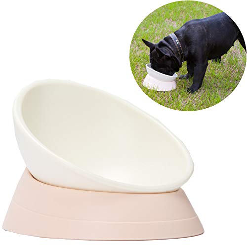JWPC Bulldog - Cuenco Antideslizante para Perro o Gato, de Goma, extraíble, estéril, Inclinado, Base Inclinada para comedero de Mascotas