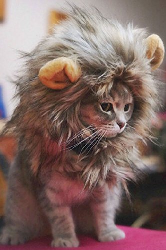 Kicode Disfraz de mascota peludo Lion Mane peluca Para gatos mascotas Disfraces con orejas Festival Party Home