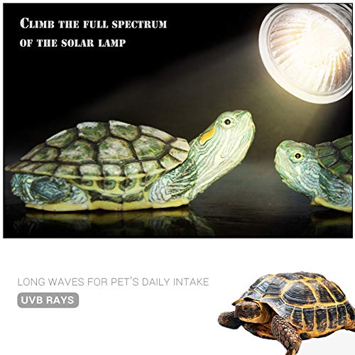 Laduup Lámpara de Tortuga acuática para acuarios Que iluminan 25W UVA UVB con rotación Larga de 360 ° para Reptiles y Anfibios [Clase de eficiencia energética A +]