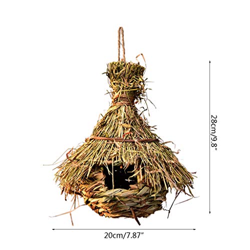 luosh Bird House Nido de Pájaros Hierba Natural Jaula de Huevos Al Aire Libre Decorativo Tejido Colgado Casa de Loros