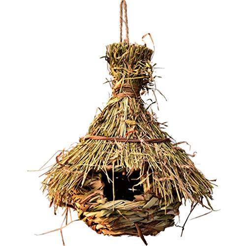 luosh Bird House Nido de Pájaros Hierba Natural Jaula de Huevos Al Aire Libre Decorativo Tejido Colgado Casa de Loros