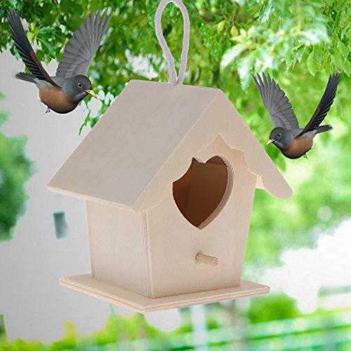 Mentin Nid d'oiseau Maison en Bois Naturel DIY Créatif en Forme de Perroquet Perroquet Suspendu