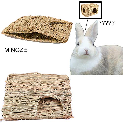 MINGZE Folding Straw House, Rabbit Grass House, para Rabbit Guinea Chinchilla Hurón, Multi-Utilidad, Comestible, No tóxico, Chew Toy para Animales pequeños