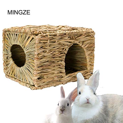 MINGZE Folding Straw House, Rabbit Grass House, para Rabbit Guinea Chinchilla Hurón, Multi-Utilidad, Comestible, No tóxico, Chew Toy para Animales pequeños