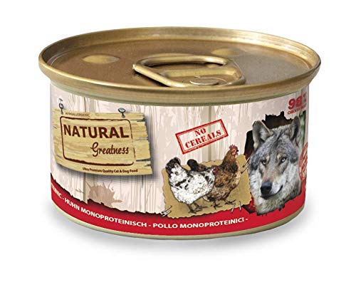Natural Greatness Comida Húmeda para Perros Receta Monoproteica de Pollo. Pack de 12 Unidades. 170 gr Cada Lata
