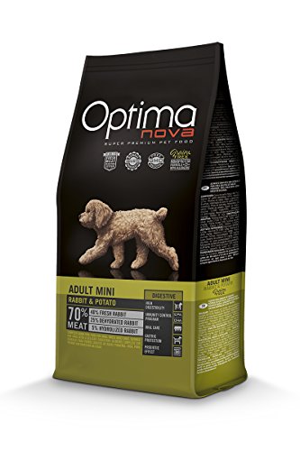 Optimanova Dry - Mini digestivo para adulto (conejo y patata, hipoalergénico, sin grano – Super Premium comida para perros, 2 kg) - 40% carne fresca – razas pequeñas – Mini razas
