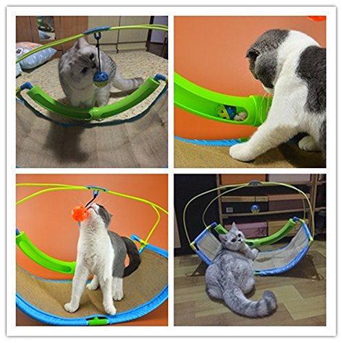 OSPet Cama del gato con gato de verano actividad juego rascador alfombra y bolas del juguete colgante