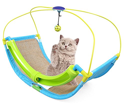 OSPet Cama del gato con gato de verano actividad juego rascador alfombra y bolas del juguete colgante