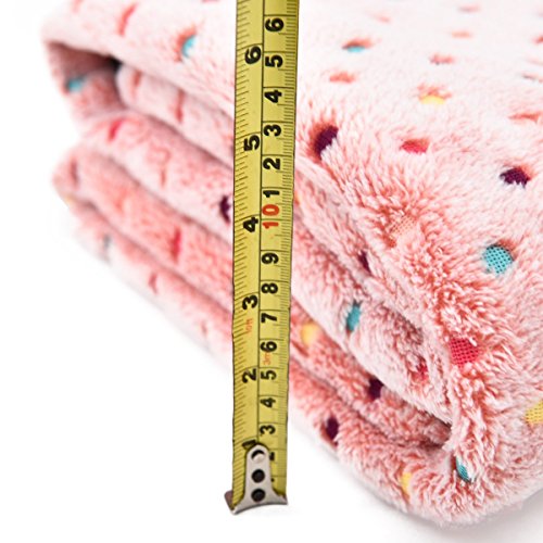 PAWZ Road Pet Dog Manta Fluffy Fleece Fabric Suave y Linda Warm Dot Print Manta Lavable para Gatos y Perros Rosa 104 * 78cm