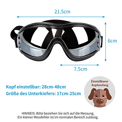 PEDOMUS Perros Gafas netive Gafas de Sol para Mascotas Resistente al Agua Resistente al Viento Ojo Protección para Perro Grande/Mediana
