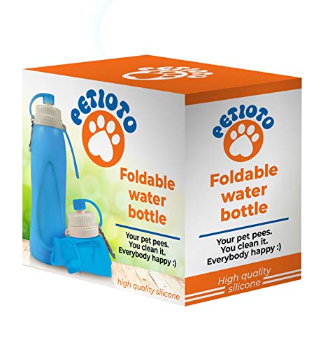 Petioto - Botella de Agua Plegable – 500ml - Mantén tu Ciudad Limpia y Libre de olores - Diluye el pipí de tu Mascota en Cada Paseo - Libre de BPA - Silicona